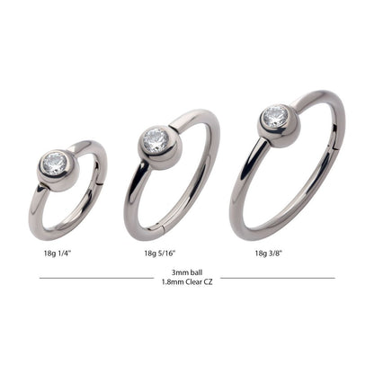 Titanium Bezel Set Round Gem Side Facing Hinged Segment Clicker