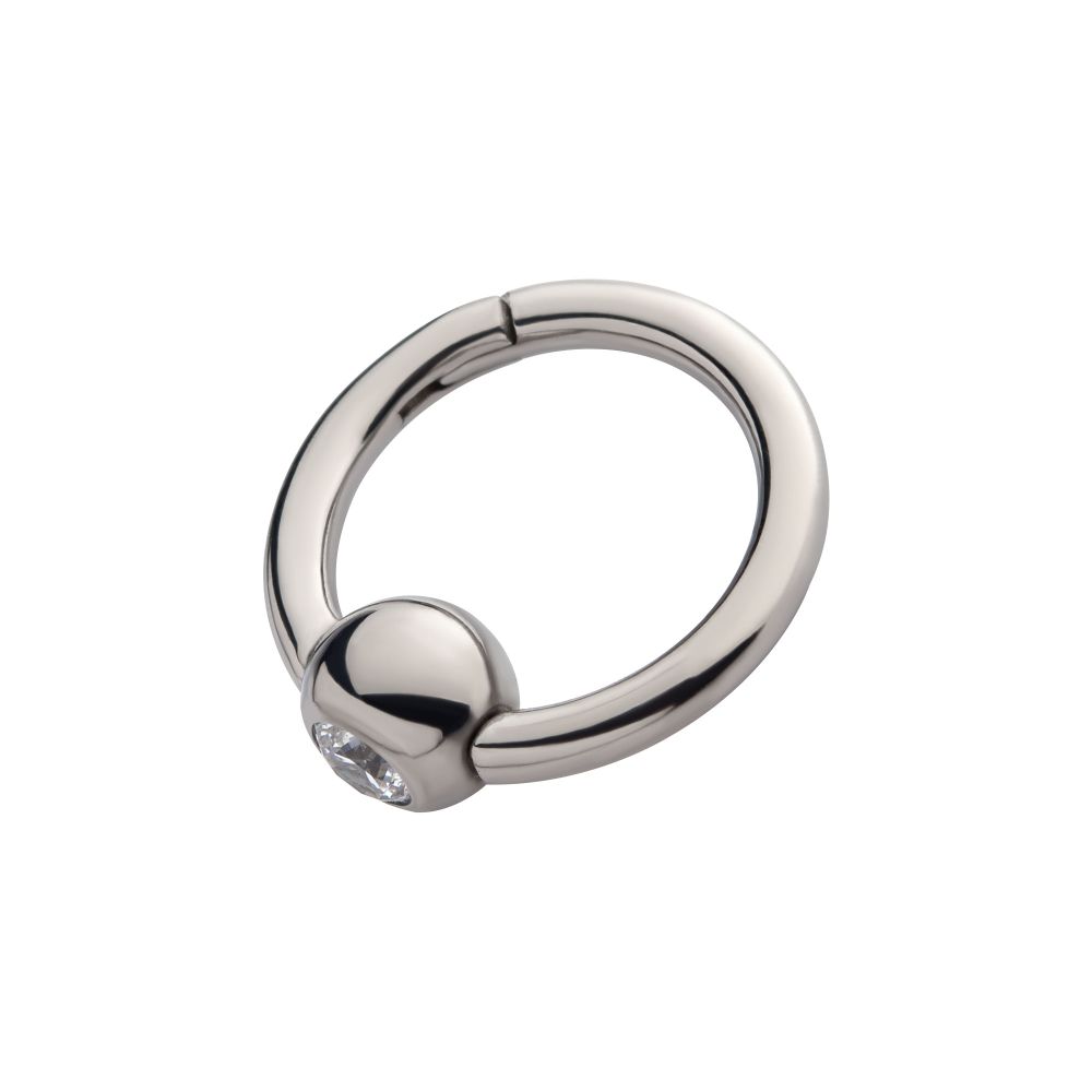 Titanium Bezel Set Round Gem Side Facing Hinged Segment Clicker