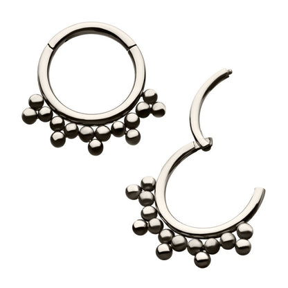 Titanium with 5 Cluster Trio Beads Front Facing Hinged Segment Clicker