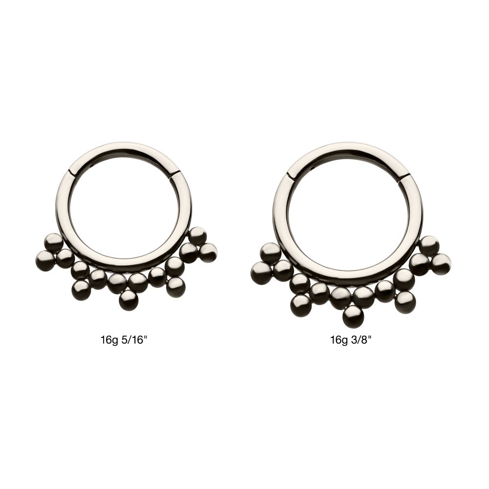 Titanium with 5 Cluster Trio Beads Front Facing Hinged Segment Clicker