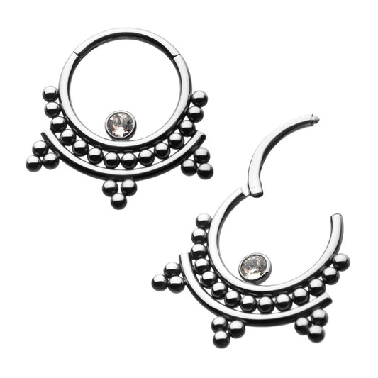 Titanium 1 Bezel Set Gem Gem and Tri-Beads Clusters Hinged Segment Clicker