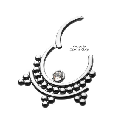 Titanium 1 Bezel Set Gem Gem and Tri-Beads Clusters Hinged Segment Clicker