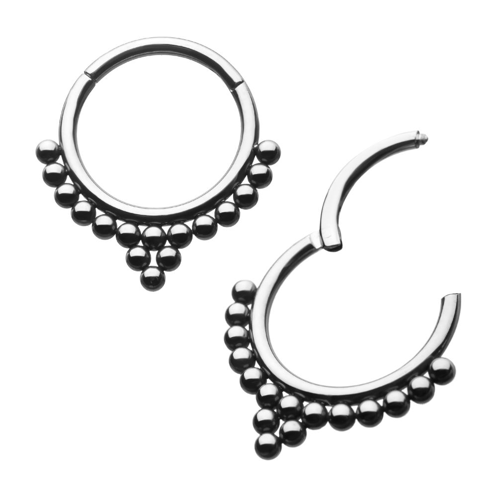 Titanium 1 Tri-Bead Cluster and 13 Beads Hinged Segment Clicker