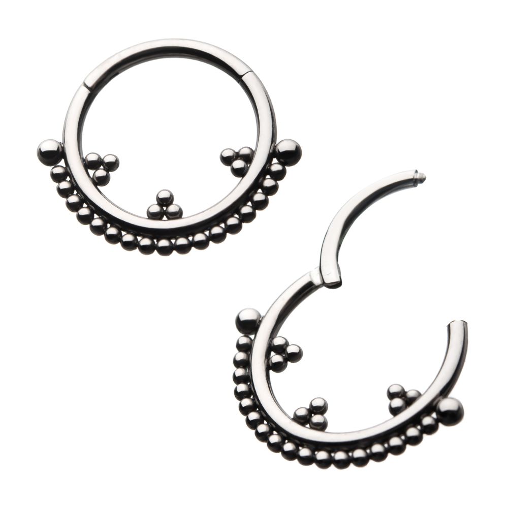 Titanium Trio Beaded Cluster Front Facing Hinged Segment Clicker