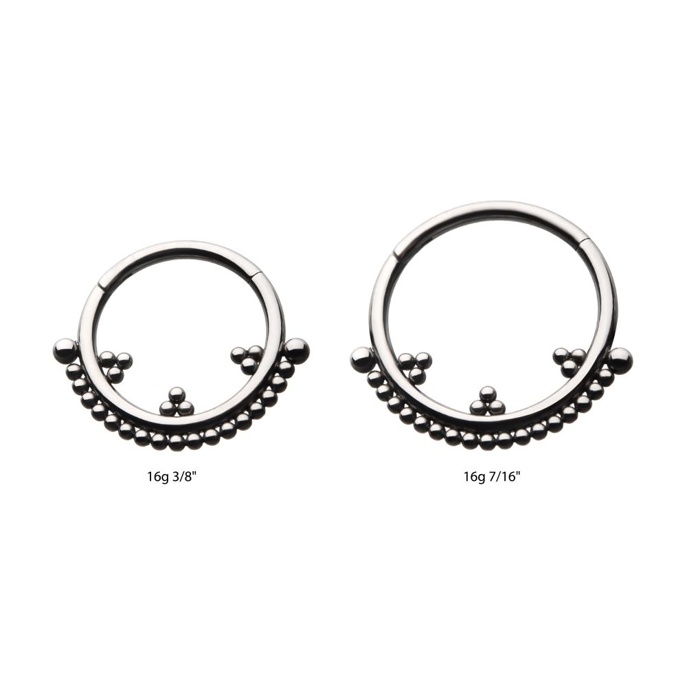 Titanium Trio Beaded Cluster Front Facing Hinged Segment Clicker