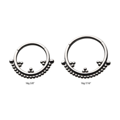 Titanium Trio Beaded Cluster Front Facing Hinged Segment Clicker