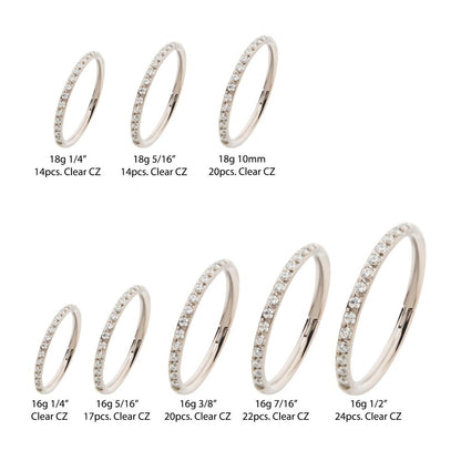 Titanium with 1mm CNC Set Clear CZ Eternity Gem Side Facing Hinged Segment Clicker