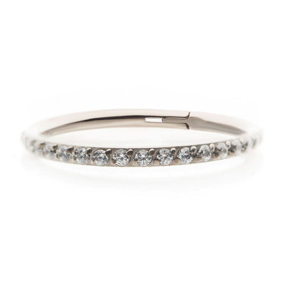 Titanium with 1mm CNC Set Clear CZ Eternity Gem Side Facing Hinged Segment Clicker