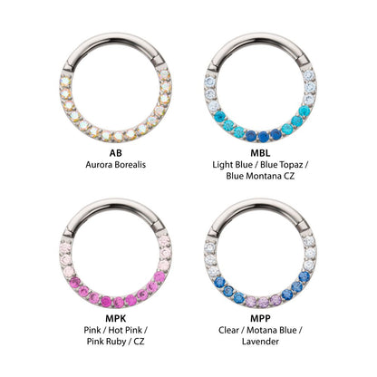 Titanium Front Facing Hinged Segment Clicker with CNC Set 1mm Ombre Fade Gem