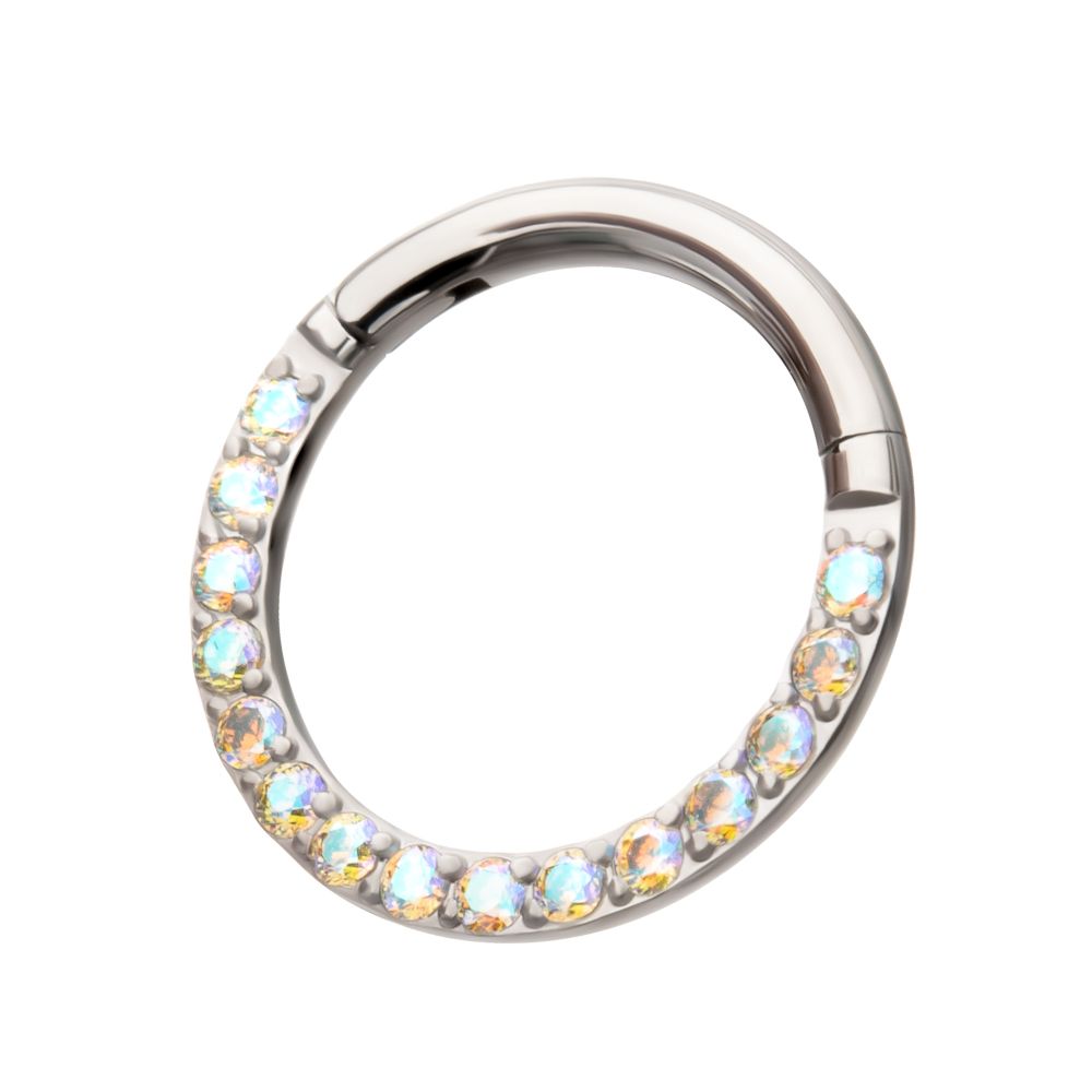 Titanium Front Facing Hinged Segment Clicker with CNC Set 1mm Ombre Fade Gem