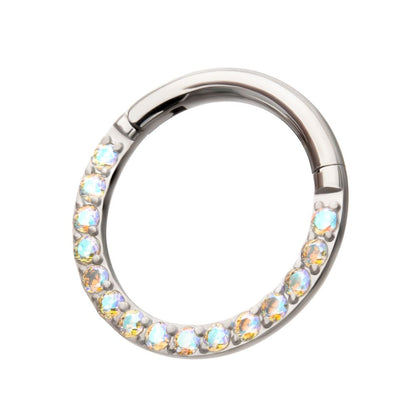 Titanium Front Facing Hinged Segment Clicker with CNC Set 1mm Ombre Fade Gem