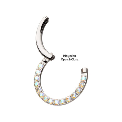 Titanium Front Facing Hinged Segment Clicker with CNC Set 1mm Ombre Fade Gem