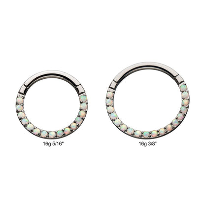 Titanium with Front Full Clear Eternity Gem Hinged Segment Clicker