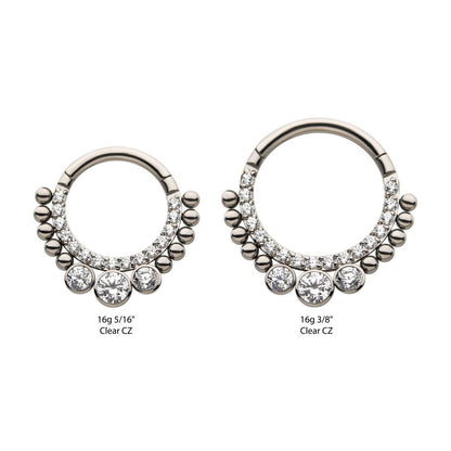 Titanium 10-Beaded Bezel Set Gem Front Facing Hinged Segment Clicker