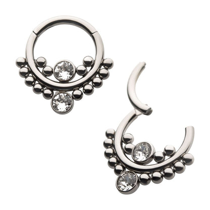 Titanium Bezel Set Swarovski Crystal Cluster Beads Front Facing Hinged Segment Clicker