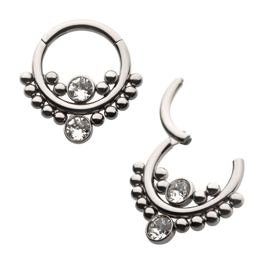 Titanium Bezel Set Swarovski Crystal Cluster Beads Front Facing Hinged Segment Clicker