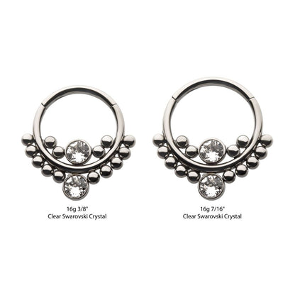 Titanium Bezel Set Swarovski Crystal Cluster Beads Front Facing Hinged Segment Clicker