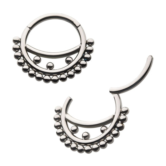 Titanium Smiley Design Cluster Beads Front Facing Hinged Segment Clicker