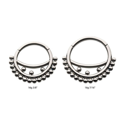 Titanium Smiley Design Cluster Beads Front Facing Hinged Segment Clicker