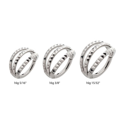 Titanium Pyramid Stud Double Hoop Side Facing Hinged Segment Clicker
