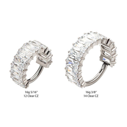 Titanium with CNC Set Baguette CZ Side Facing Hinged Segment Clicker