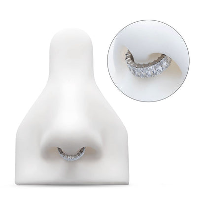 Titanium with CNC Set Baguette CZ Side Facing Hinged Segment Clicker