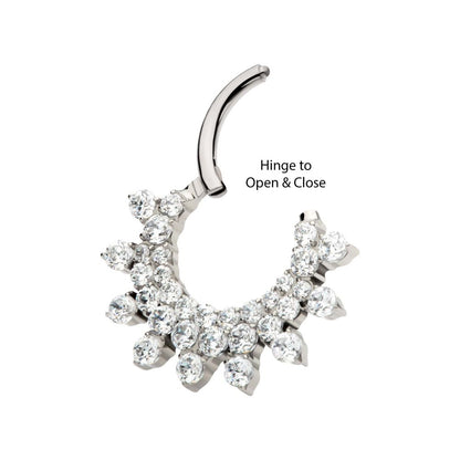 Titanium Triple Row Round CZ Front Facing Hinged Segment Clicker