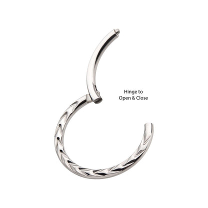 Titanium Chevron Etched Front Facing Hinged Segment Clicker