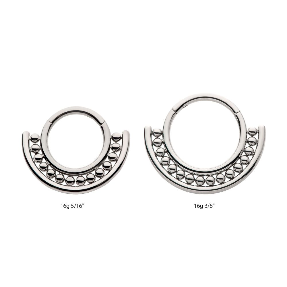 Titanium Half Circle with Beads Front Facing Hinged Segment Clickers