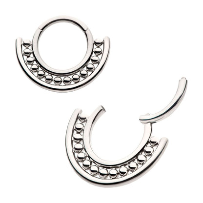 Titanium Half Circle with Beads Front Facing Hinged Segment Clickers
