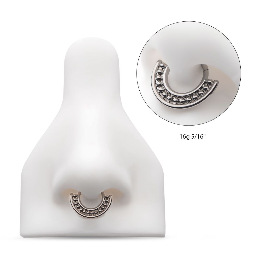 Titanium Half Circle with Beads Front Facing Hinged Segment Clickers