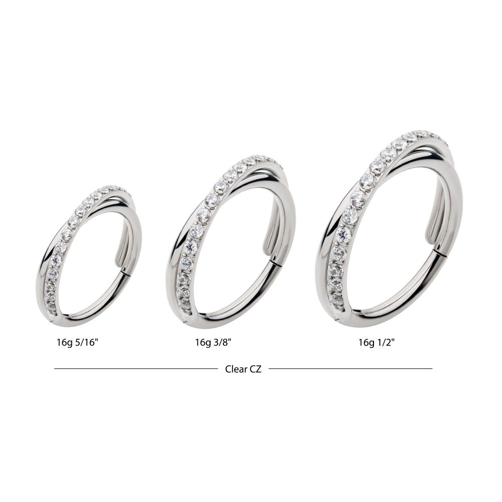 Titanium Crisscross with CZ Side Facing Hinged Segment Clicker