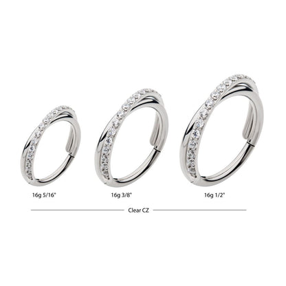 Titanium Crisscross with CZ Side Facing Hinged Segment Clicker