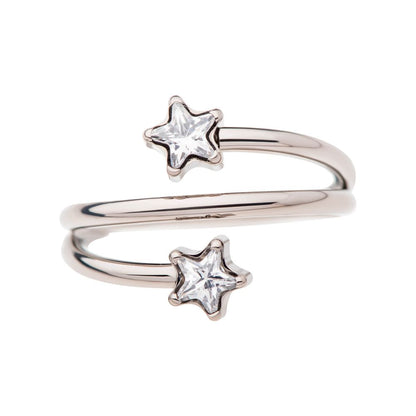 Titanium Double Ended Twist Side Facing Hinged Segment Clicker with Star CZ