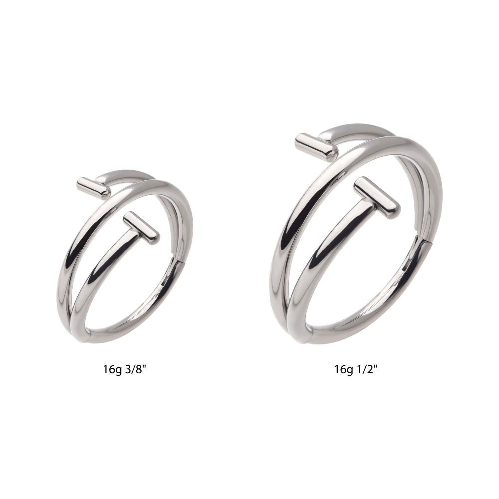 Titanium Double Ended Twist Side Facing Hinged Segment Clicker with T-Bar