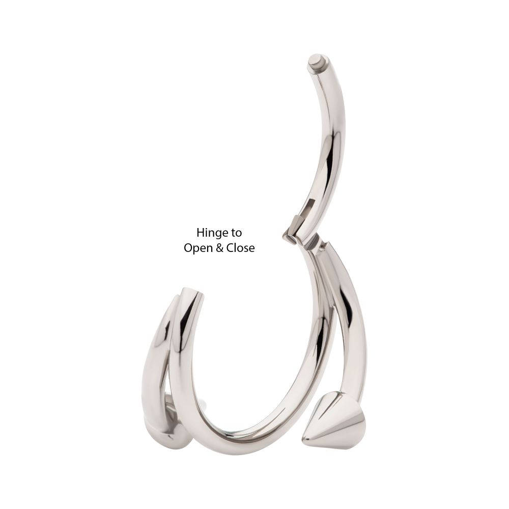 Titanium Double Ended Twist Side Facing Hinged Segment Clicker with Spikes