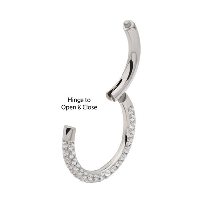 Titanium 3-Row Pave Set 0.8mm Round Gem Hinged Segment Clicker