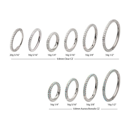 Titanium 3-Row 0.8mm Pave Gem Hinged Segment Clicker