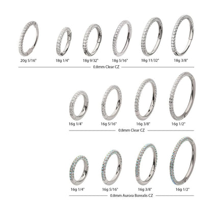 Titanium 3-Row Pave Set 0.8mm Round Gem Hinged Segment Clicker