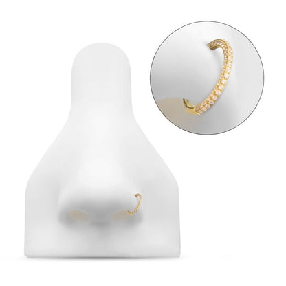 24Kt Gold PVD Titanium 3-Row Pave Set 0.8mm Round Gem Hinged Segment Clicker