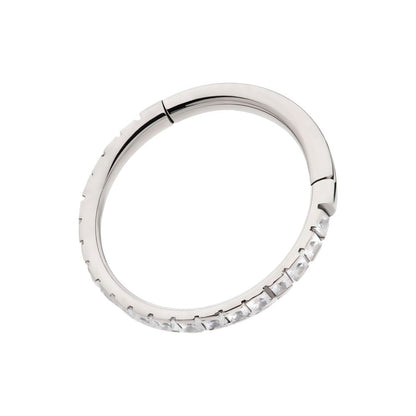 Titanium with Square 1mm Full Clear CZ Side Facing Hinged Segment Clicker