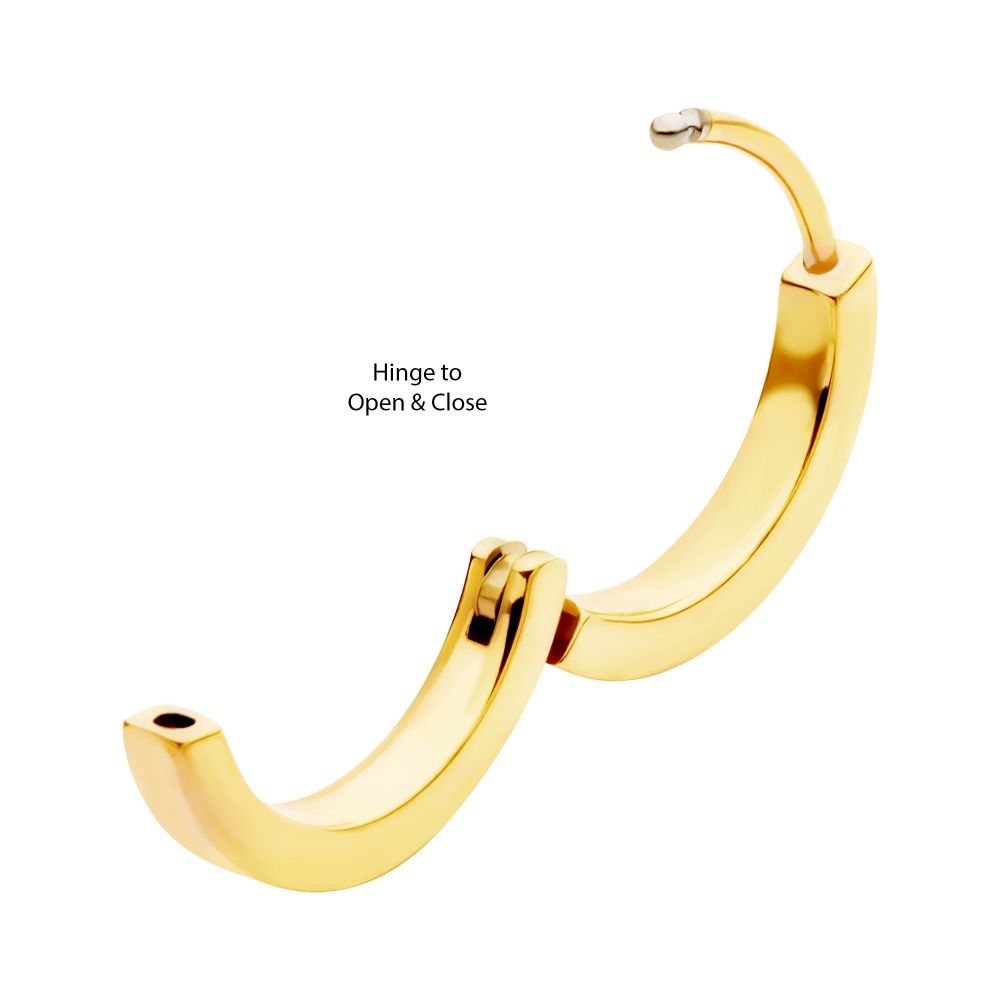 20g 24Kt Gold PVD Titanium Clear CZ Hinged Huggie Earrings