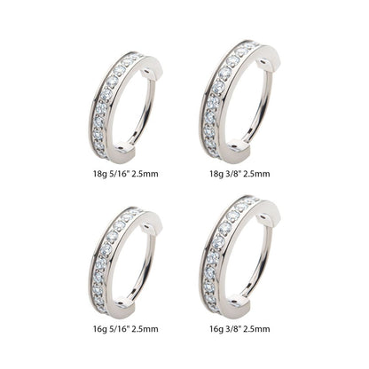 Titanium with Prong Set Clear AAA CZ 2.5mm Thick Hinged Segment Clicker