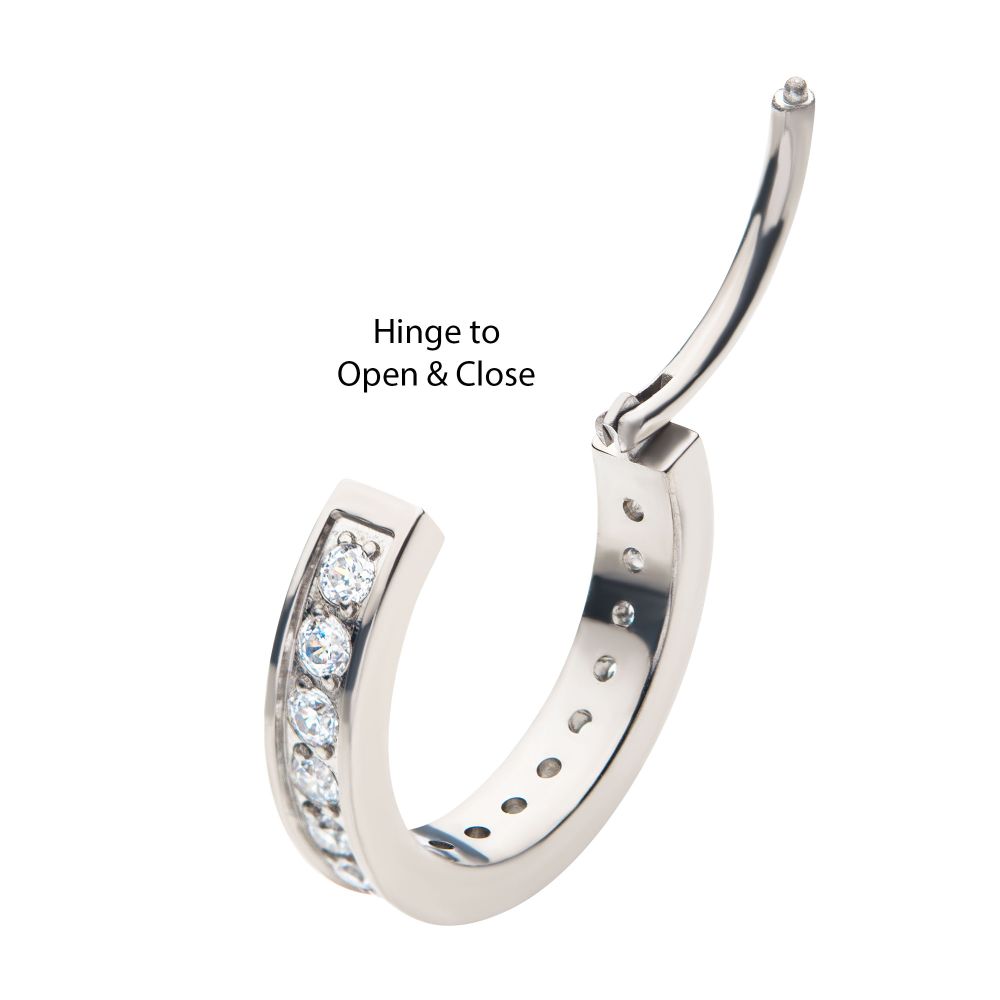 Titanium with Prong Set Clear AAA CZ 2.5mm Thick Hinged Segment Clicker