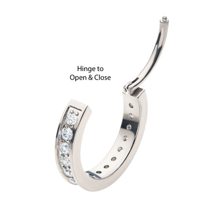 Titanium with Prong Set Clear AAA CZ 2.5mm Thick Hinged Segment Clicker
