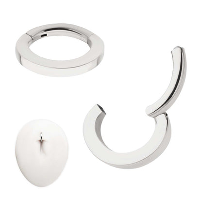 14g Titanium Oval Shape Hinged Segment Clicker (for Navel Piercing)