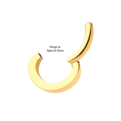 14g 24Kt Gold PVD Titanium Oval Shape Hinged Segment Clicker (for Navel Piercing)