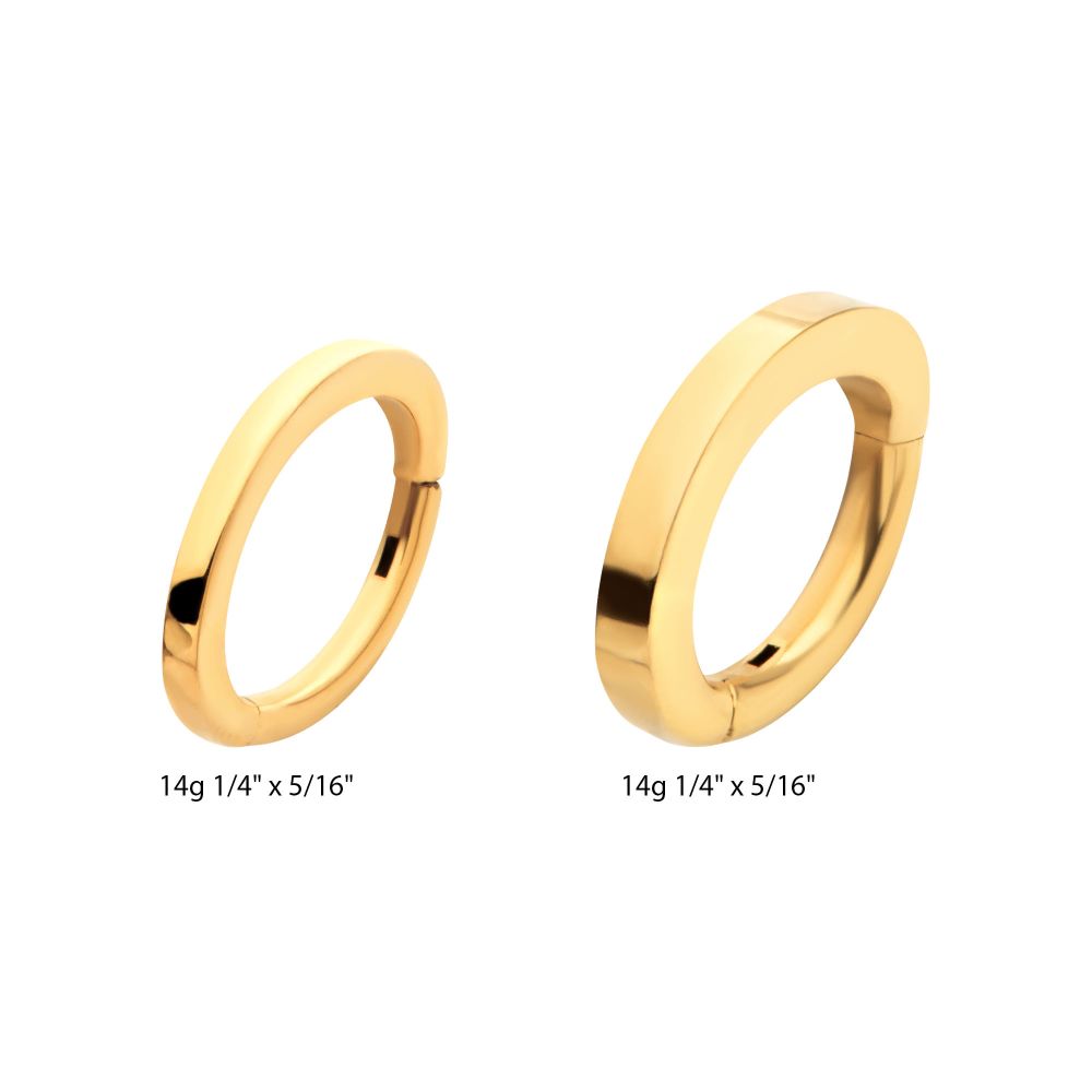 16g 24Kt Gold PVD Titanium Oval Shape Hinged Segment Clicker (for Rook Piercing)