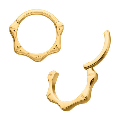 24KT Gold PVD Titanium Bone-Shaped Front Facing Hinged Segment Clicker