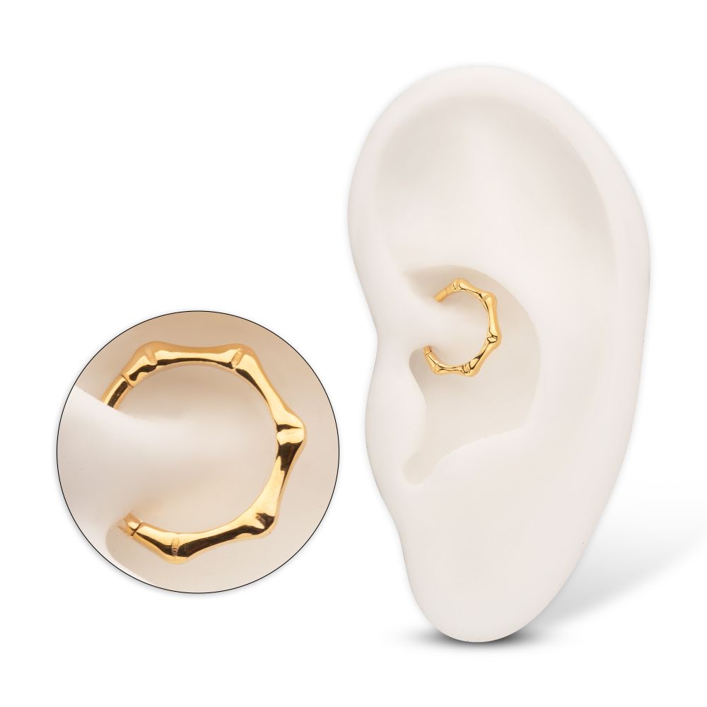 24KT Gold PVD Titanium Bone-Shaped Front Facing Hinged Segment Clicker